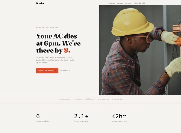 Braxley Heating & Air website screenshot
