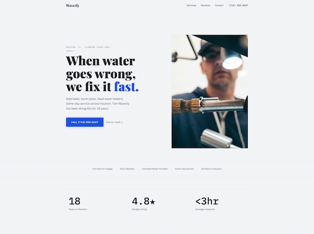 Waverly Plumbing website screenshot
